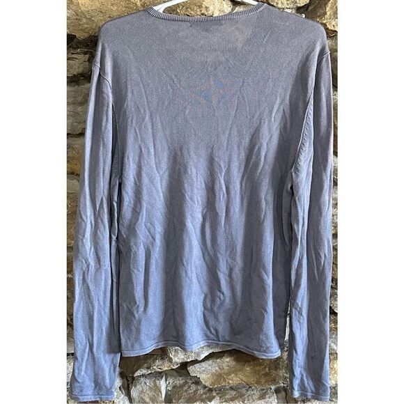 Men's Grey John Varvatos Tight Knit Pure Wool Long Sleeve Pullover Crew Neck M - Picture 5 of 6